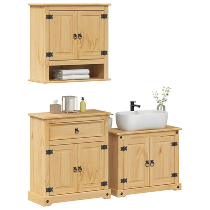 vidaXL 3 Piece Bathroom Furniture Set Corona Solid Wood Pine