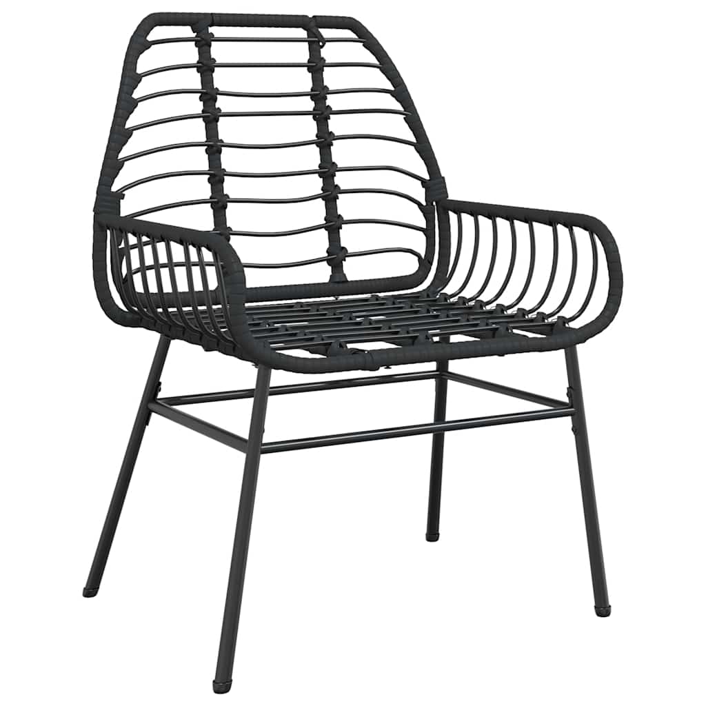 vidaXL 3 Piece Garden Dining Set Black Poly Rattan Glass