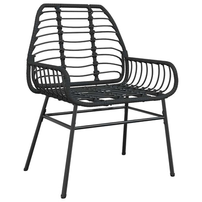 vidaXL 3 Piece Garden Dining Set Black Poly Rattan Glass