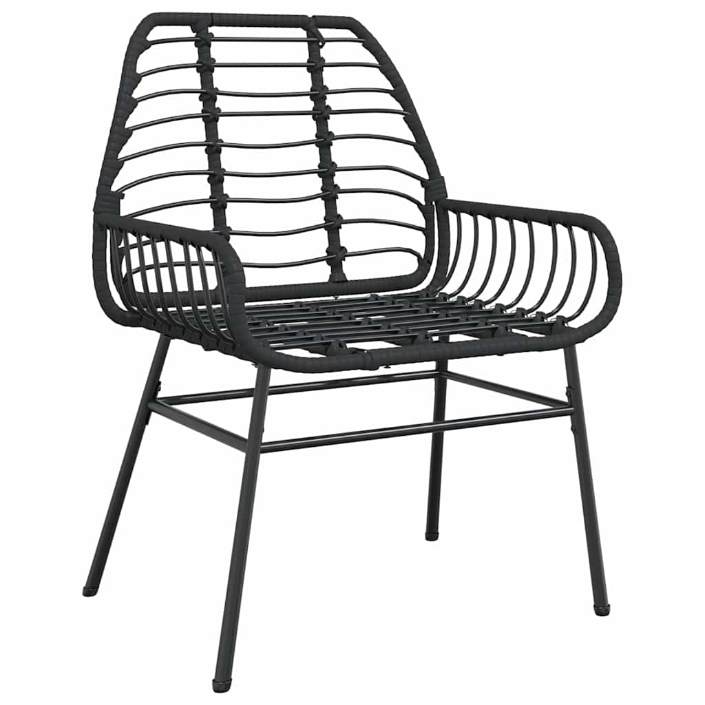 vidaXL 3 Piece Garden Dining Set Black Poly Rattan Glass