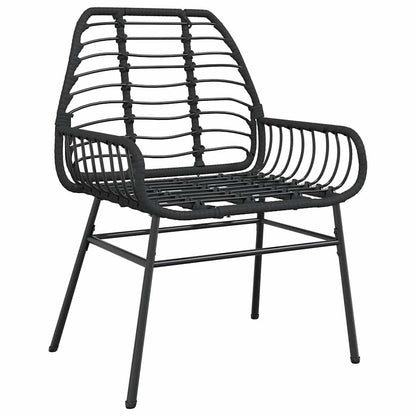 vidaXL 3 Piece Garden Dining Set Black Poly Rattan Glass