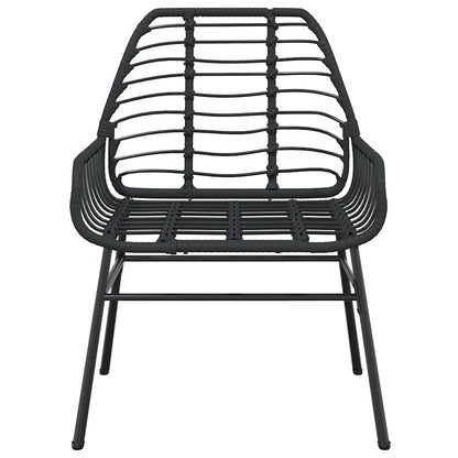 vidaXL 3 Piece Garden Dining Set Black Poly Rattan Glass