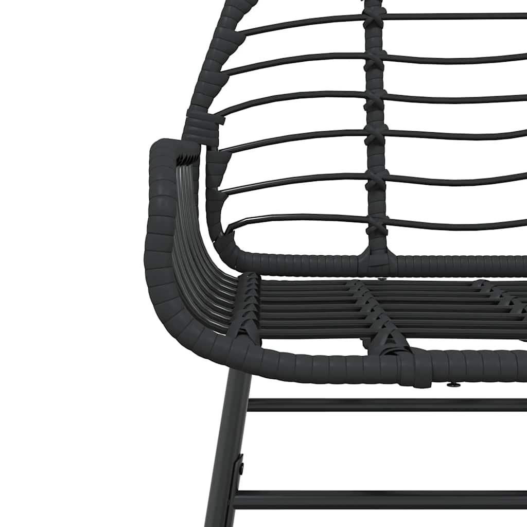 vidaXL 3 Piece Garden Dining Set Black Poly Rattan Glass