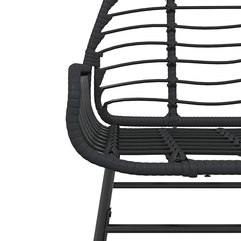vidaXL 3 Piece Garden Dining Set Black Poly Rattan Glass