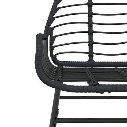 vidaXL 3 Piece Garden Dining Set Black Poly Rattan Glass