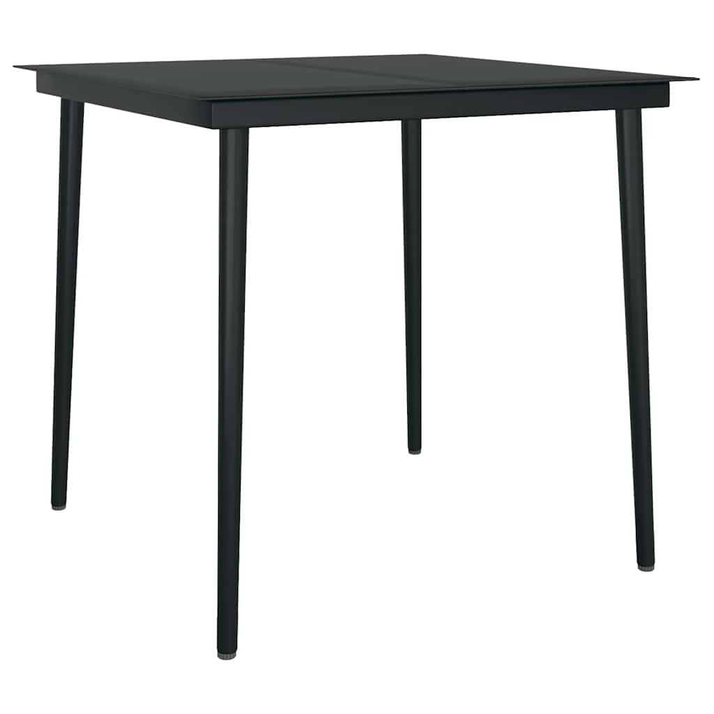 vidaXL 3 Piece Garden Dining Set Black Poly Rattan Glass