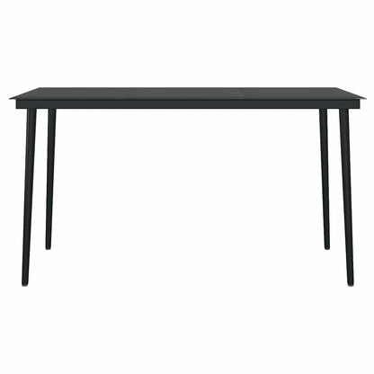 vidaXL 5 Piece Garden Dining Set Black Poly Rattan Glass