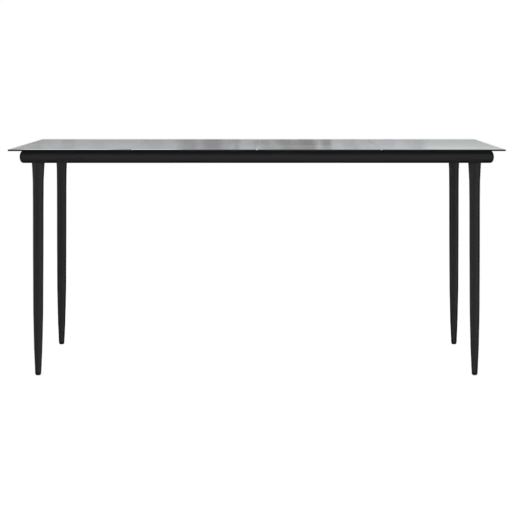 vidaXL 7 Piece Garden Dining Set Black Poly Rattan Glass