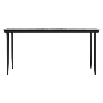 vidaXL 7 Piece Garden Dining Set Black Poly Rattan Glass