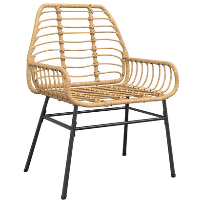 vidaXL 3 Piece Garden Dining Set Brown Poly Rattan Glass