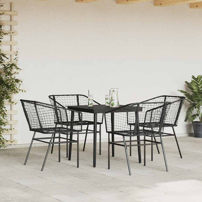vidaXL 5 Piece Garden Dining Set Black Poly Rattan Glass