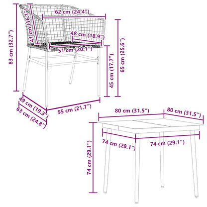 vidaXL 5 Piece Garden Dining Set Black Poly Rattan Glass