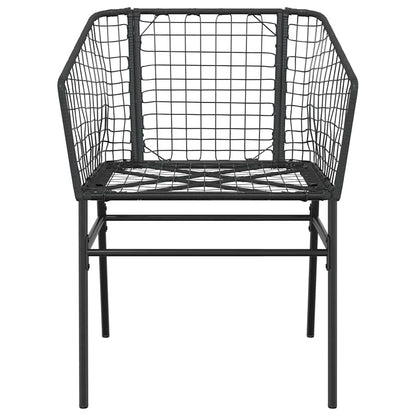 vidaXL 5 Piece Garden Dining Set Black Poly Rattan Glass