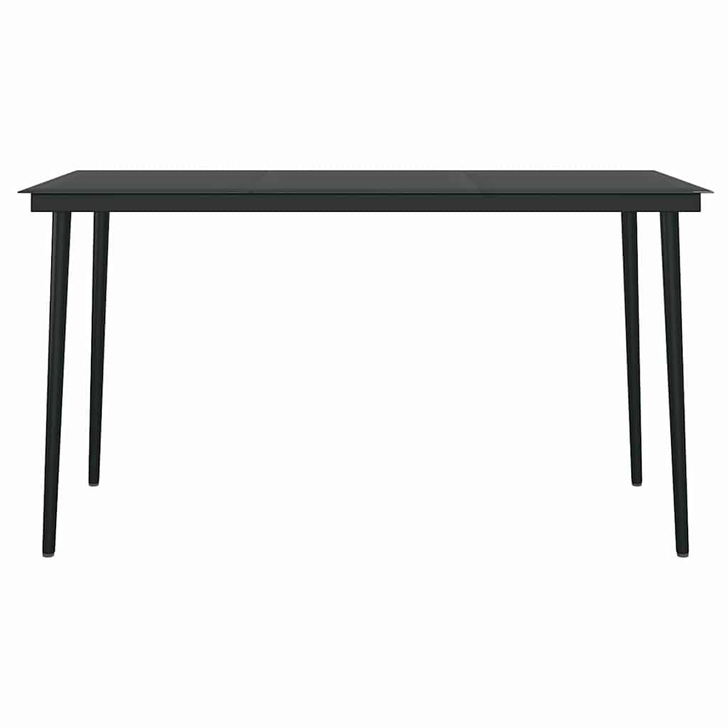 vidaXL 5 Piece Garden Dining Set Black Poly Rattan Glass
