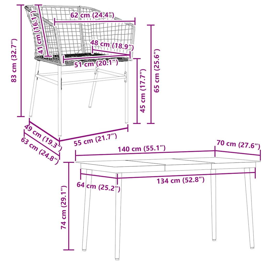 vidaXL 5 Piece Garden Dining Set Black Poly Rattan Glass