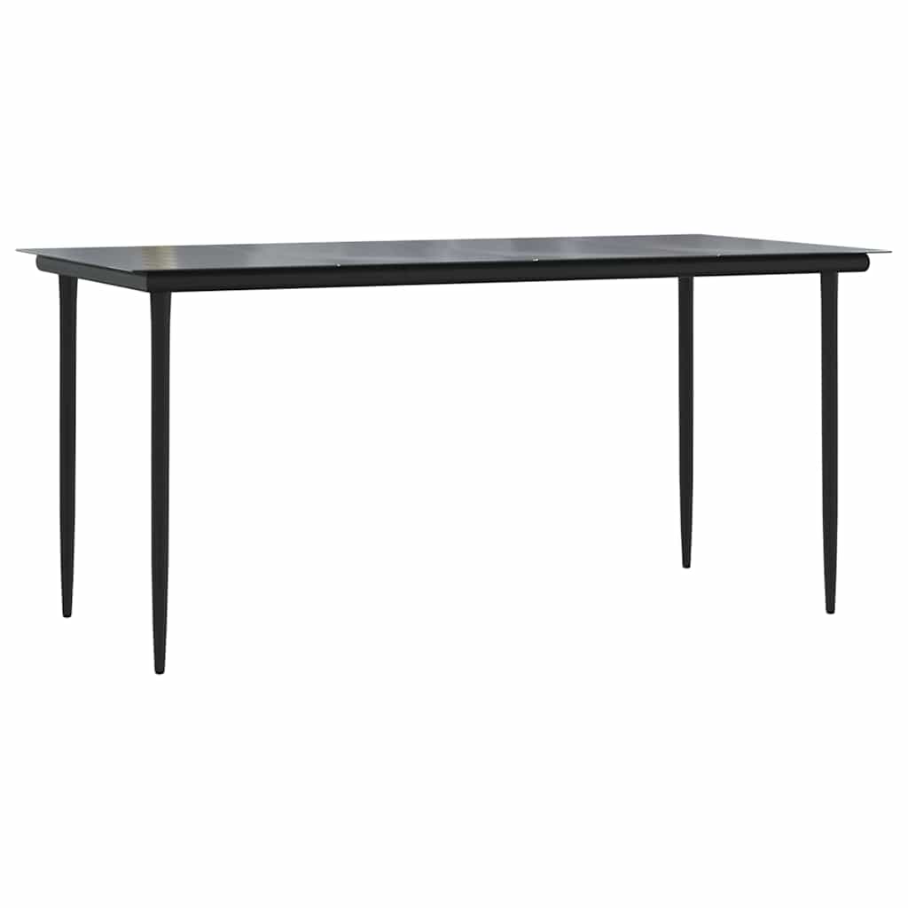vidaXL 7 Piece Garden Dining Set Black Poly Rattan Glass