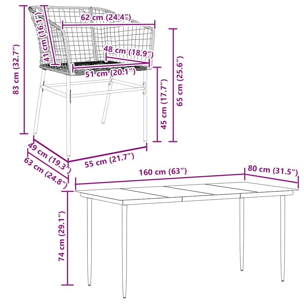 vidaXL 7 Piece Garden Dining Set Black Poly Rattan Glass