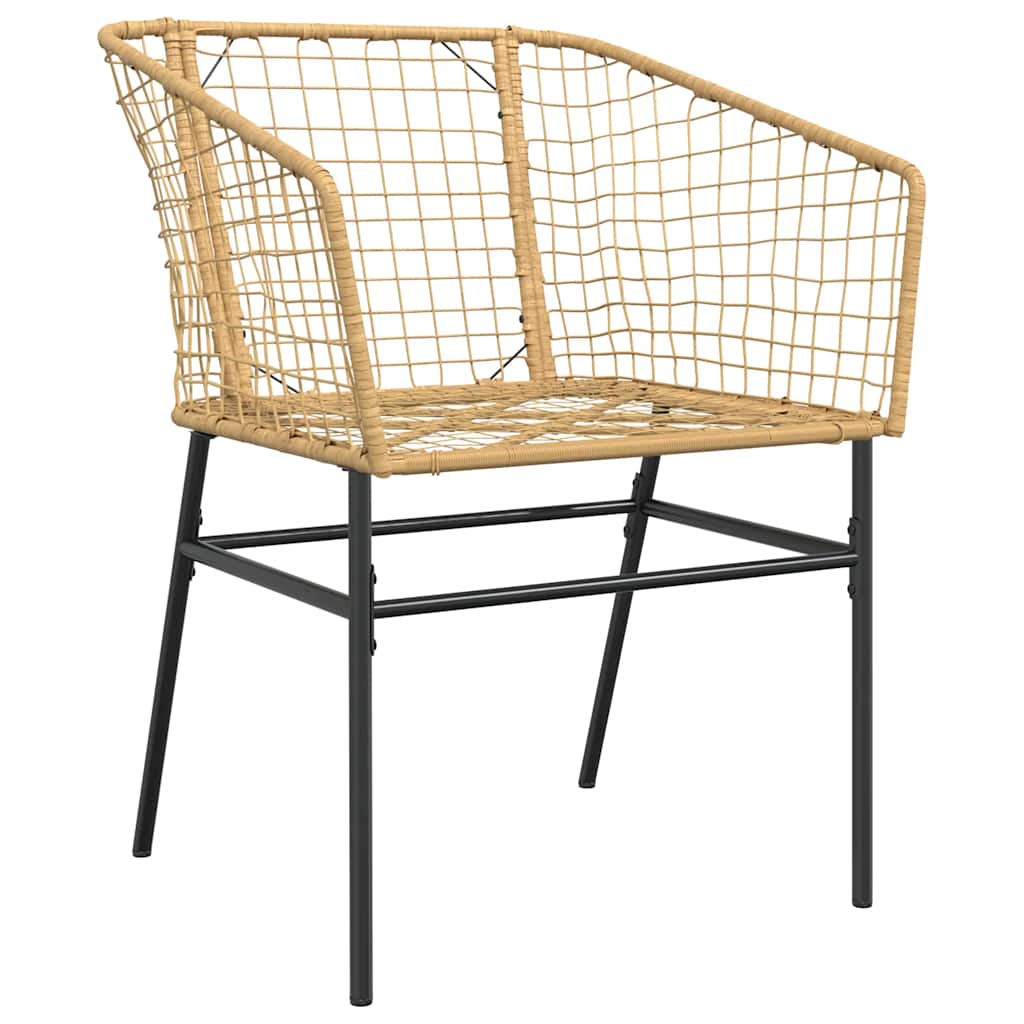 vidaXL 3 Piece Garden Dining Set Brown Poly Rattan Glass