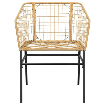 vidaXL 3 Piece Garden Dining Set Brown Poly Rattan Glass