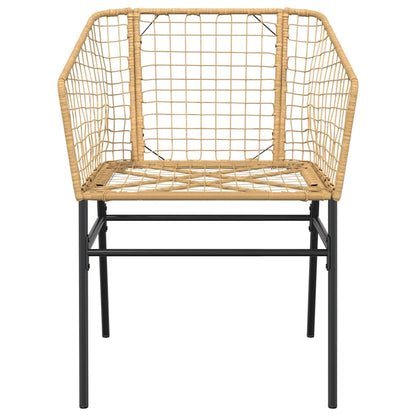 vidaXL 5 Piece Garden Dining Set Brown Poly Rattan Glass