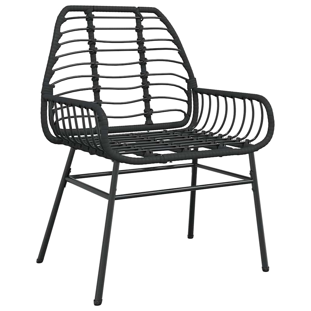 vidaXL 3 Piece Garden Dining Set Black Poly Rattan Glass