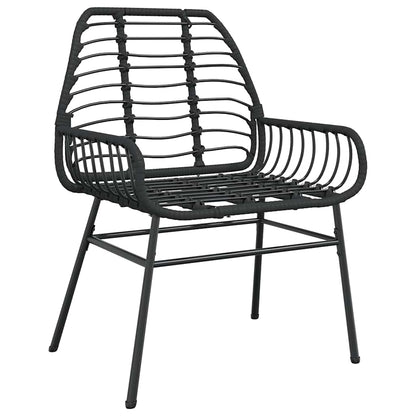 vidaXL 3 Piece Garden Dining Set Black Poly Rattan Glass