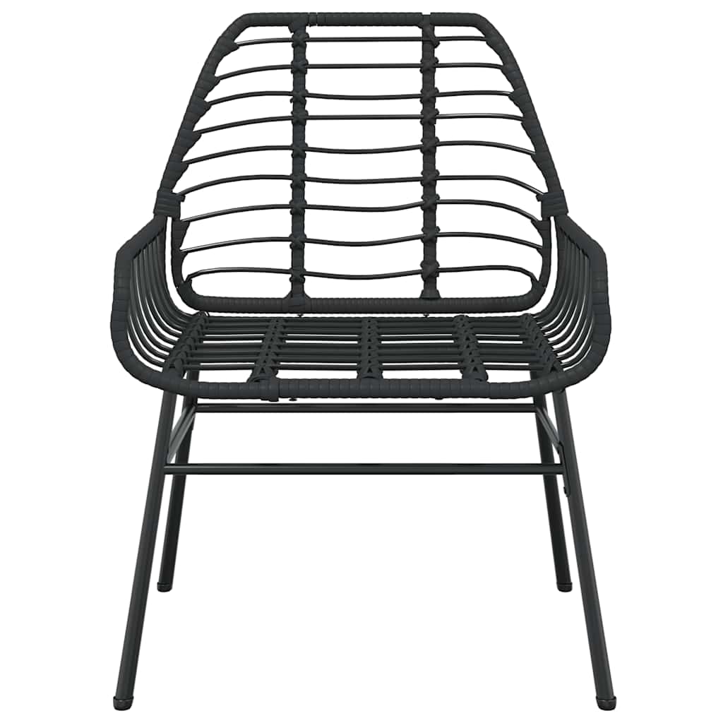 vidaXL 3 Piece Garden Dining Set Black Poly Rattan Glass
