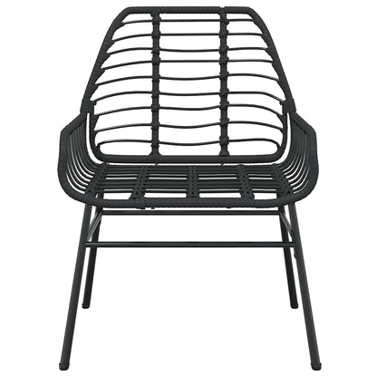 vidaXL 3 Piece Garden Dining Set Black Poly Rattan Glass