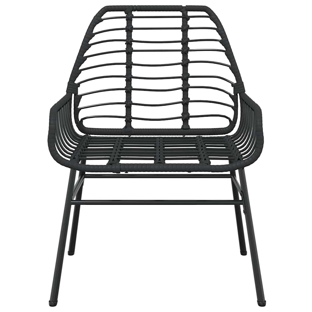 vidaXL 3 Piece Garden Dining Set Black Poly Rattan Glass