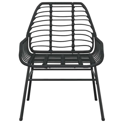 vidaXL 3 Piece Garden Dining Set Black Poly Rattan Glass