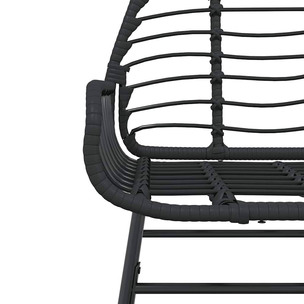 vidaXL 3 Piece Garden Dining Set Black Poly Rattan Glass