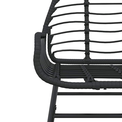 vidaXL 3 Piece Garden Dining Set Black Poly Rattan Glass