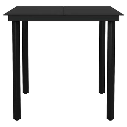 vidaXL 5 Piece Garden Dining Set Black Poly Rattan Glass