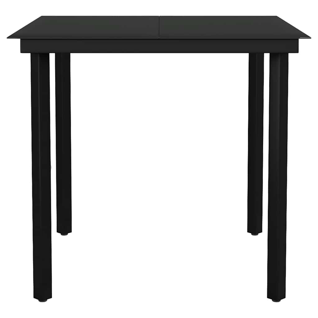 vidaXL 5 Piece Garden Dining Set Black Poly Rattan Glass