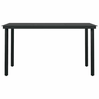vidaXL 5 Piece Garden Dining Set Black Poly Rattan Glass