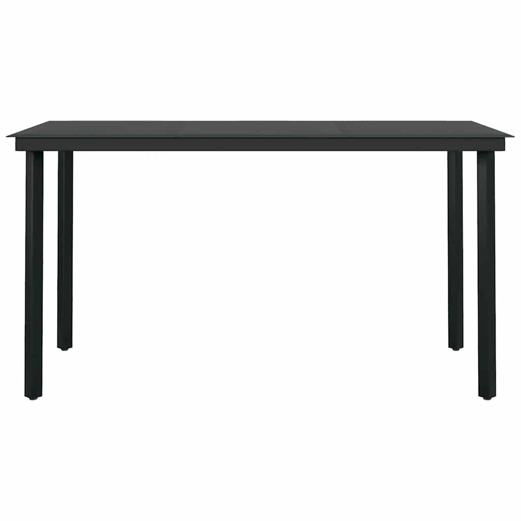 vidaXL 5 Piece Garden Dining Set Black Poly Rattan Glass