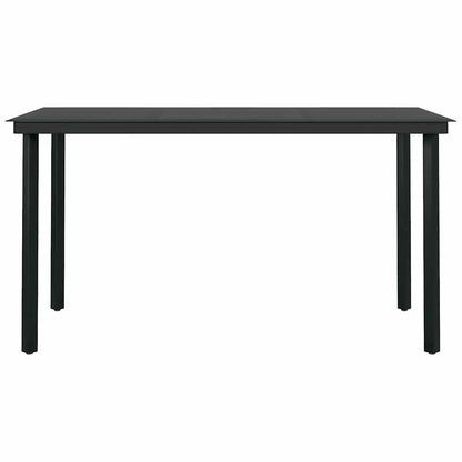 vidaXL 5 Piece Garden Dining Set Black Poly Rattan Glass