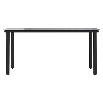 vidaXL 5 Piece Garden Dining Set Black Poly Rattan Glass