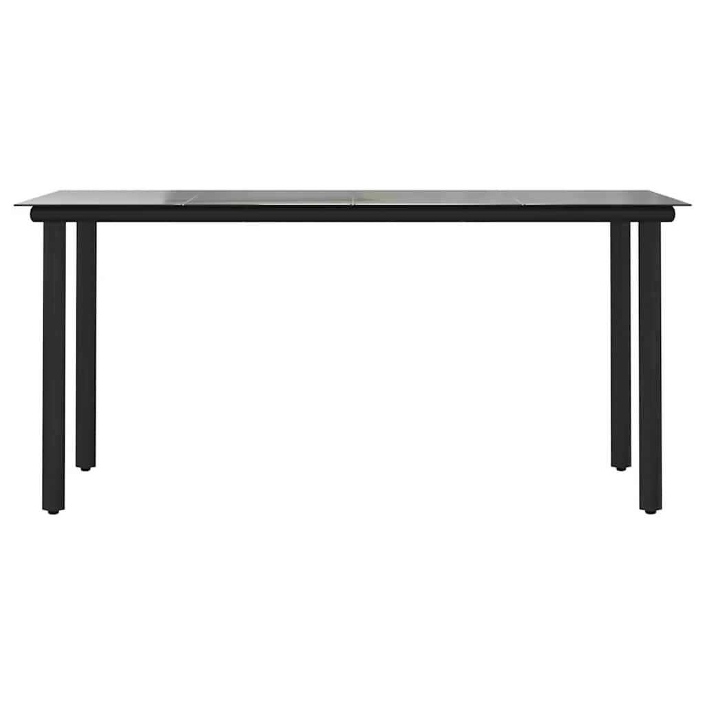 vidaXL 7 Piece Garden Dining Set Black Poly Rattan Glass