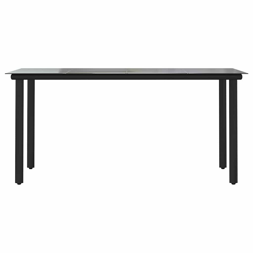 vidaXL 7 Piece Garden Dining Set Black Poly Rattan Glass