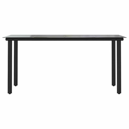 vidaXL 7 Piece Garden Dining Set Black Poly Rattan Glass
