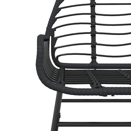 vidaXL 7 Piece Garden Dining Set Black Poly Rattan Glass