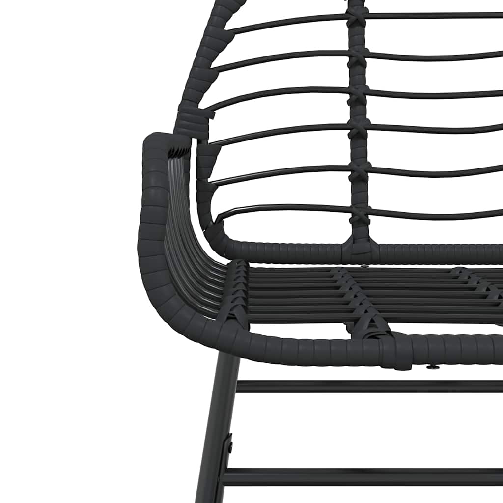 vidaXL 7 Piece Garden Dining Set Black Poly Rattan Glass