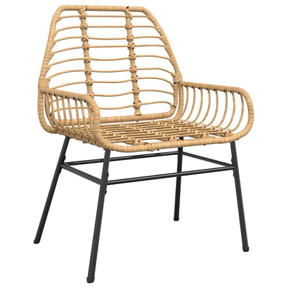 vidaXL 3 Piece Garden Dining Set Brown Poly Rattan Glass