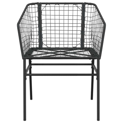 vidaXL 3 Piece Garden Dining Set Black Poly Rattan Glass