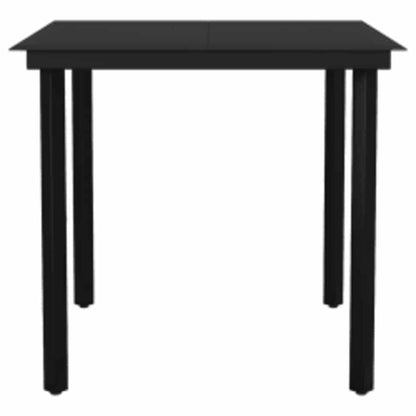 vidaXL 3 Piece Garden Dining Set Black Poly Rattan Glass