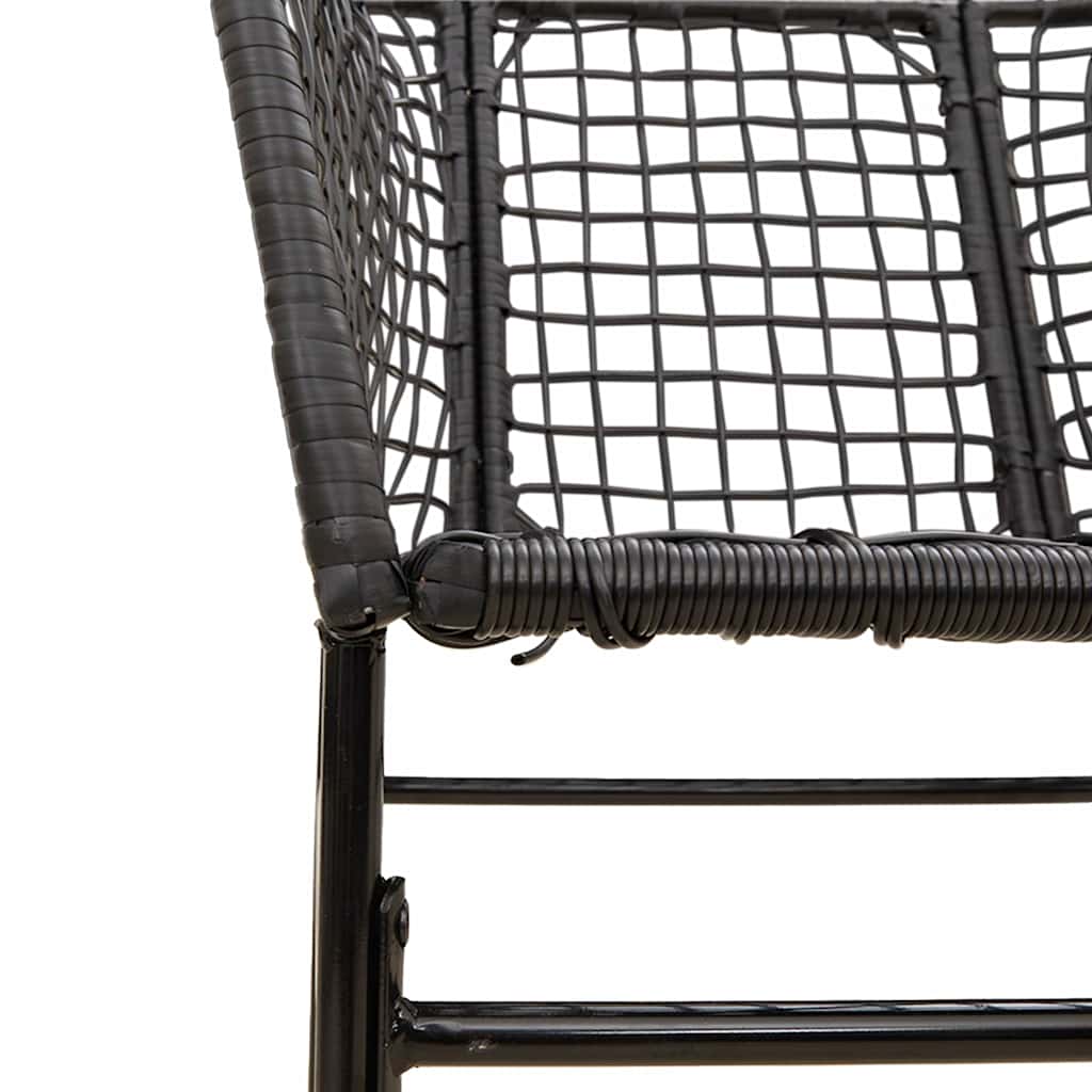 vidaXL 3 Piece Garden Dining Set Black Poly Rattan Glass