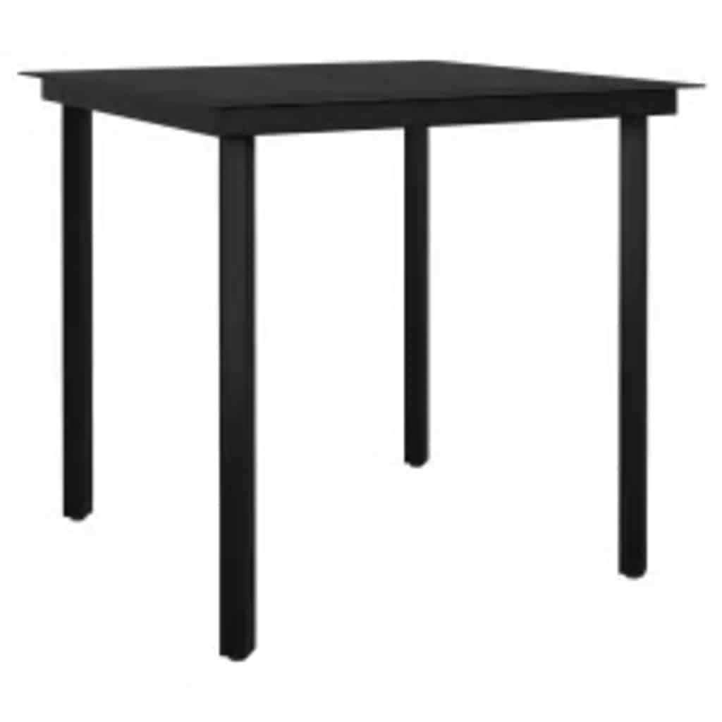 vidaXL 5 Piece Garden Dining Set Black Poly Rattan Glass
