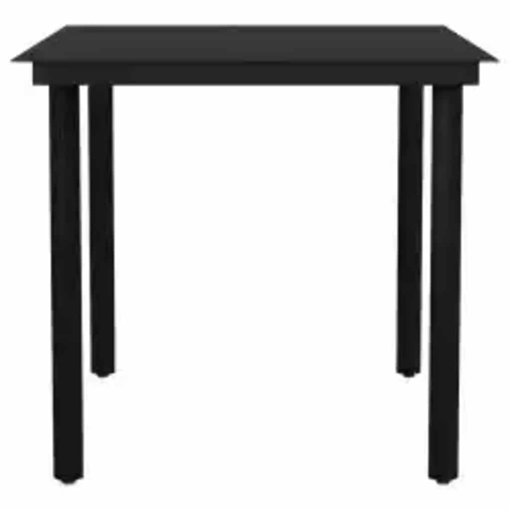 vidaXL 5 Piece Garden Dining Set Black Poly Rattan Glass