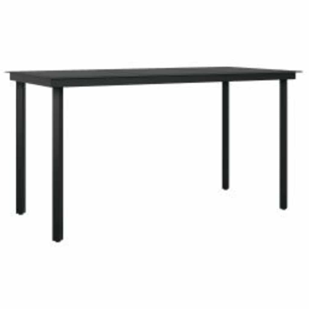 vidaXL 5 Piece Garden Dining Set Black Poly Rattan Glass